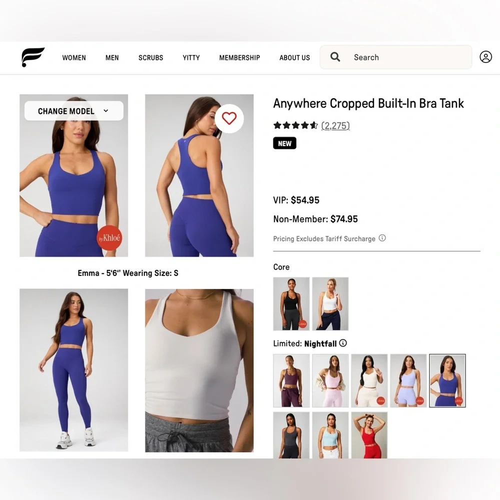 NEW - Fabletics Anywhere Built-In-Bra Tank in Nightfall Blue - Picture 12 of 13
